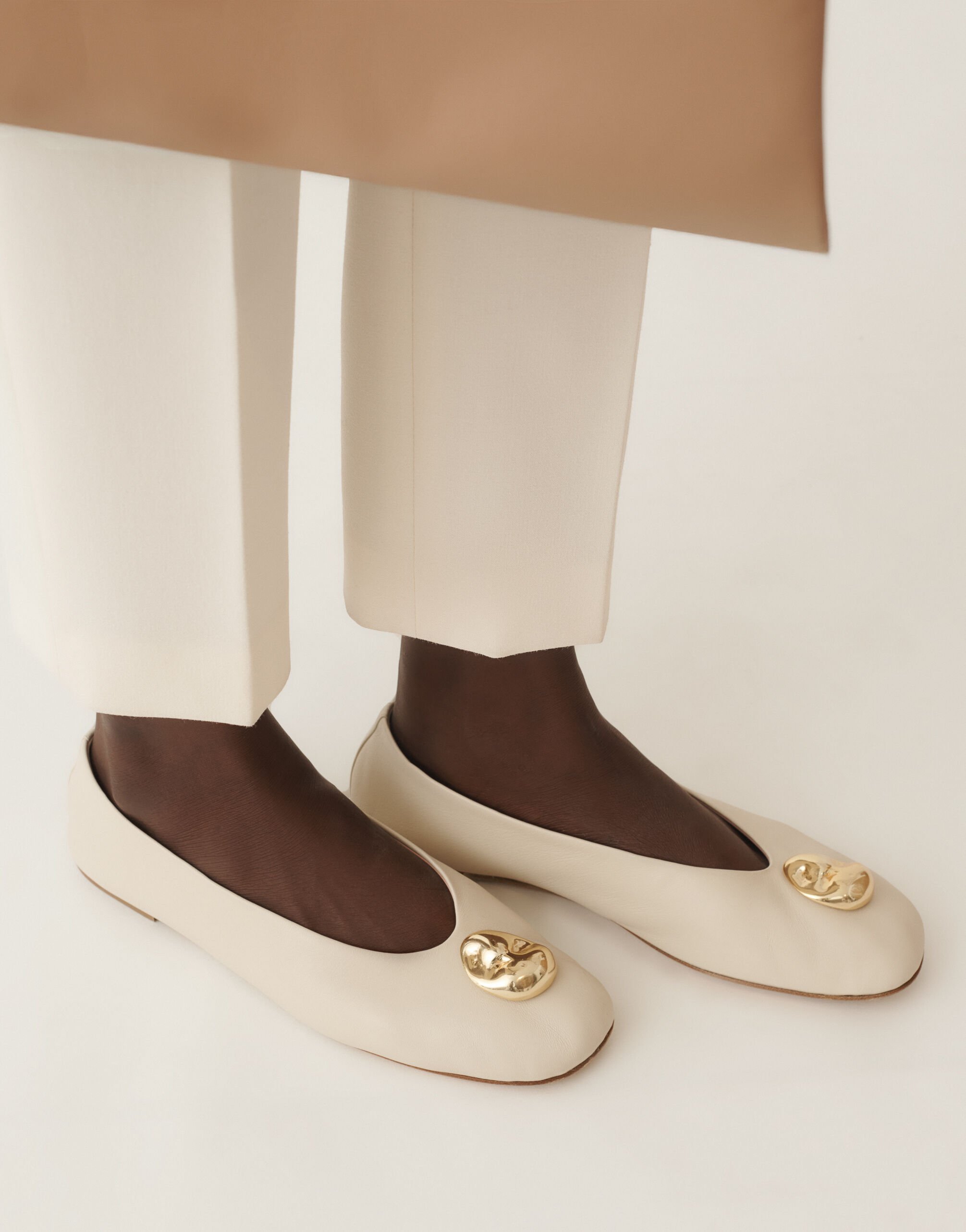 Fabiana Filippi Nappa leather ballet flats, butter WHITE ASD215A807L8200000