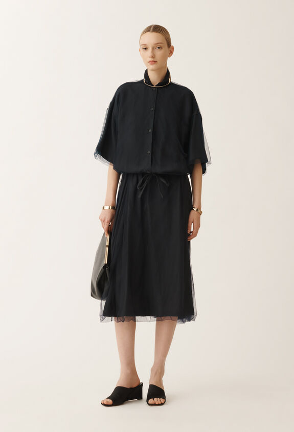 Fabiana Filippi Linen and viscose skirt, midnight blue BLUE GND275F848L3540000