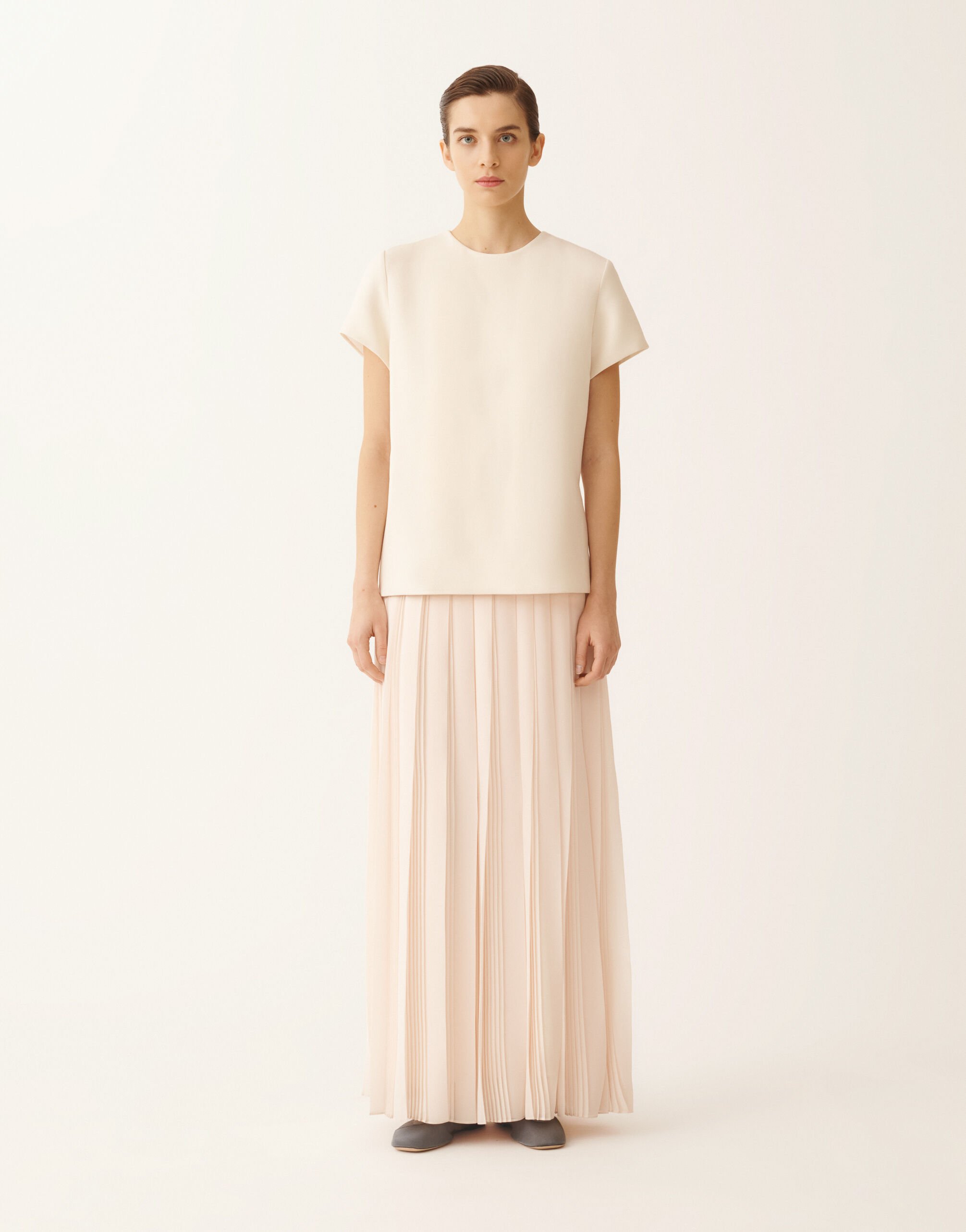 Fabiana Filippi Long dress with georgette skirt, butter BUTTER ABD276F643M1130000