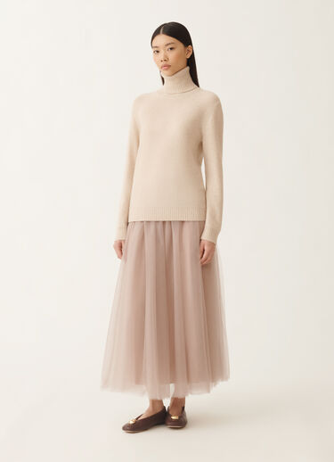 Fabiana Filippi Pullover aus Wolle und Seide mit Pailletten, seilbraun Beige MAD215F066D2960000