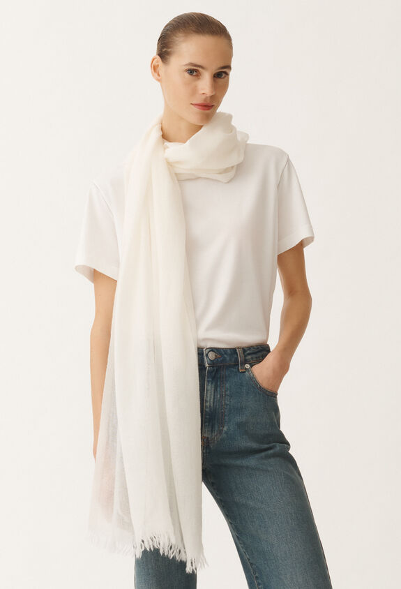Fabiana Filippi Cashmere scarf, white WHITE SAD265A804L2010000