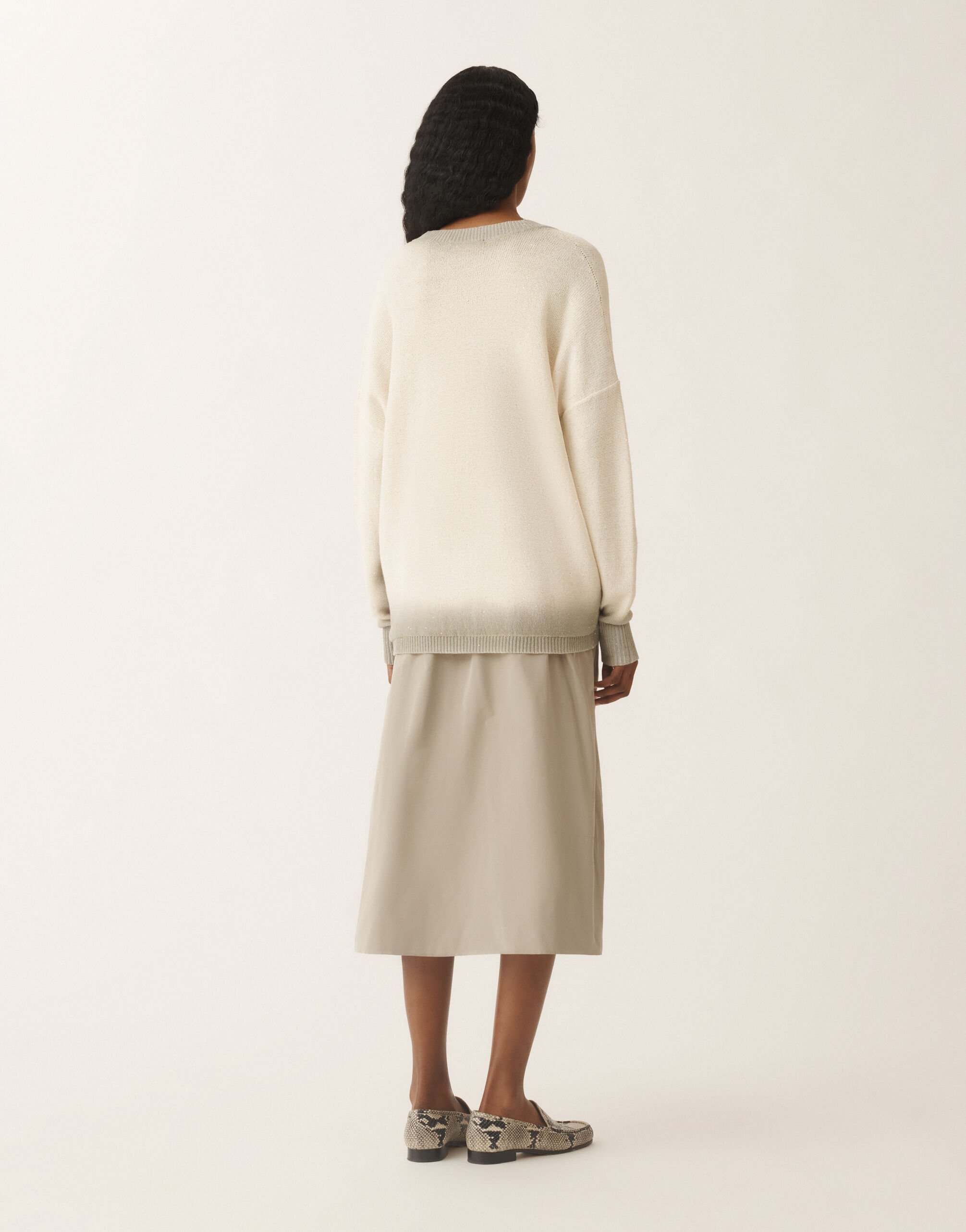 Fabiana Filippi Cotton and linen sweater with sequins, white WHITE MAD275F531L3820000