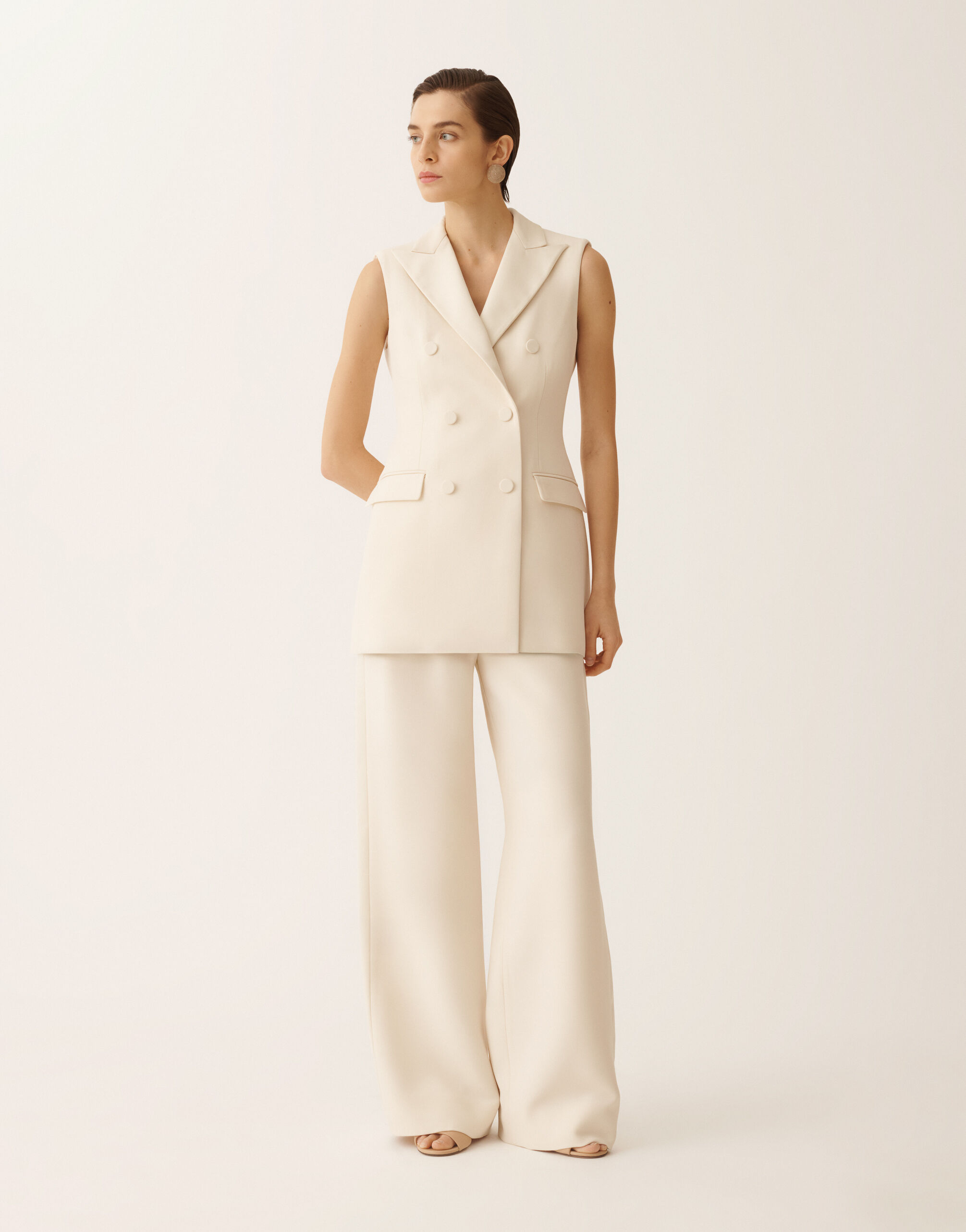 Fabiana Filippi Butter-colored long vest in wool and silk BUTTER GCD276F669M1390000