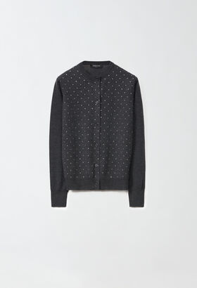 Fabiana Filippi Merino wool cardigan with embroidery, charcoal GREY TPD214F403I0560000