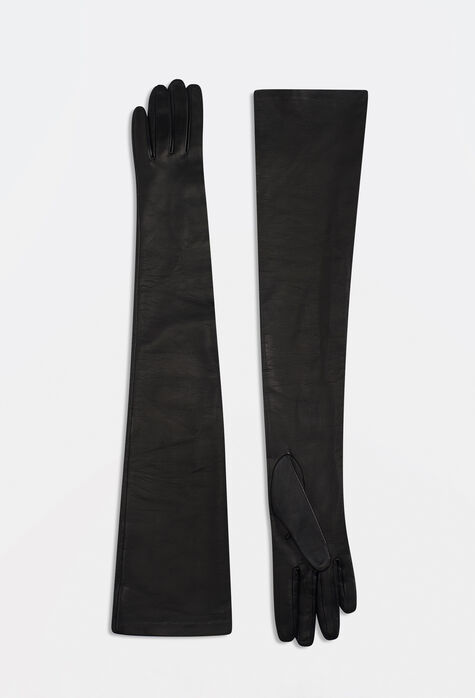 Fabiana Filippi Long black leather gloves SAD274A829H1570000