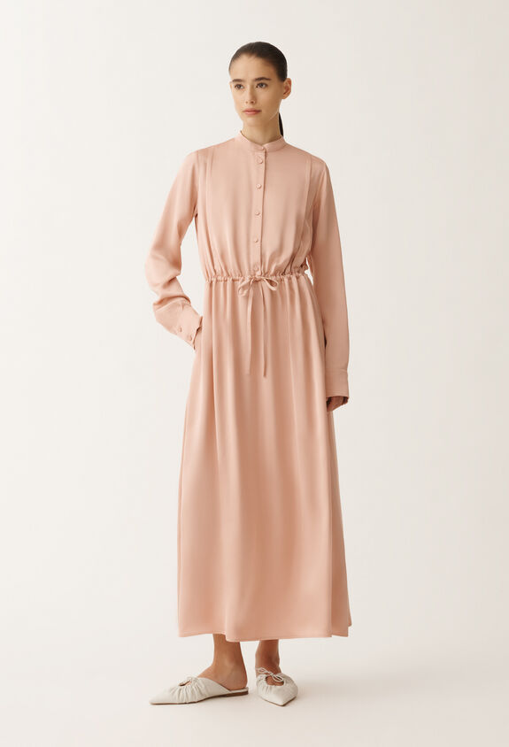 Fabiana Filippi Long viscose satin shirt dress, blush PINK ABD265F206D6230000