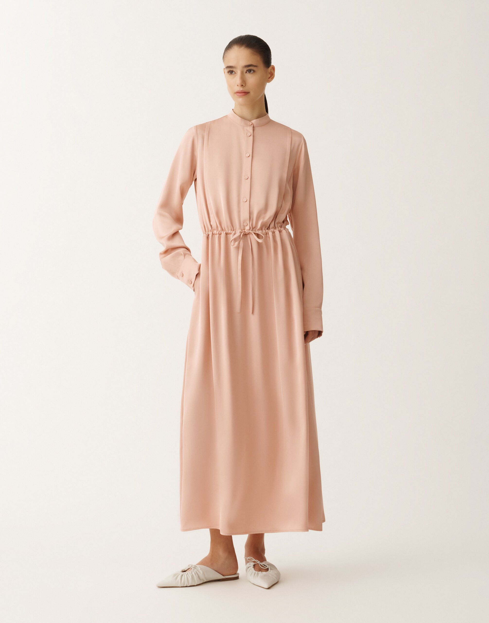 Fabiana Filippi Langes Blusenkleid aus Satin in Viskose, blush ROSA ABD265F206D6230000