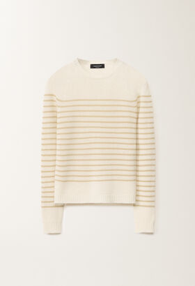 Fabiana Filippi STRIPED CASHMERE GAUZED CREWNECK SWEATER BLACK MAD265F038L1610000