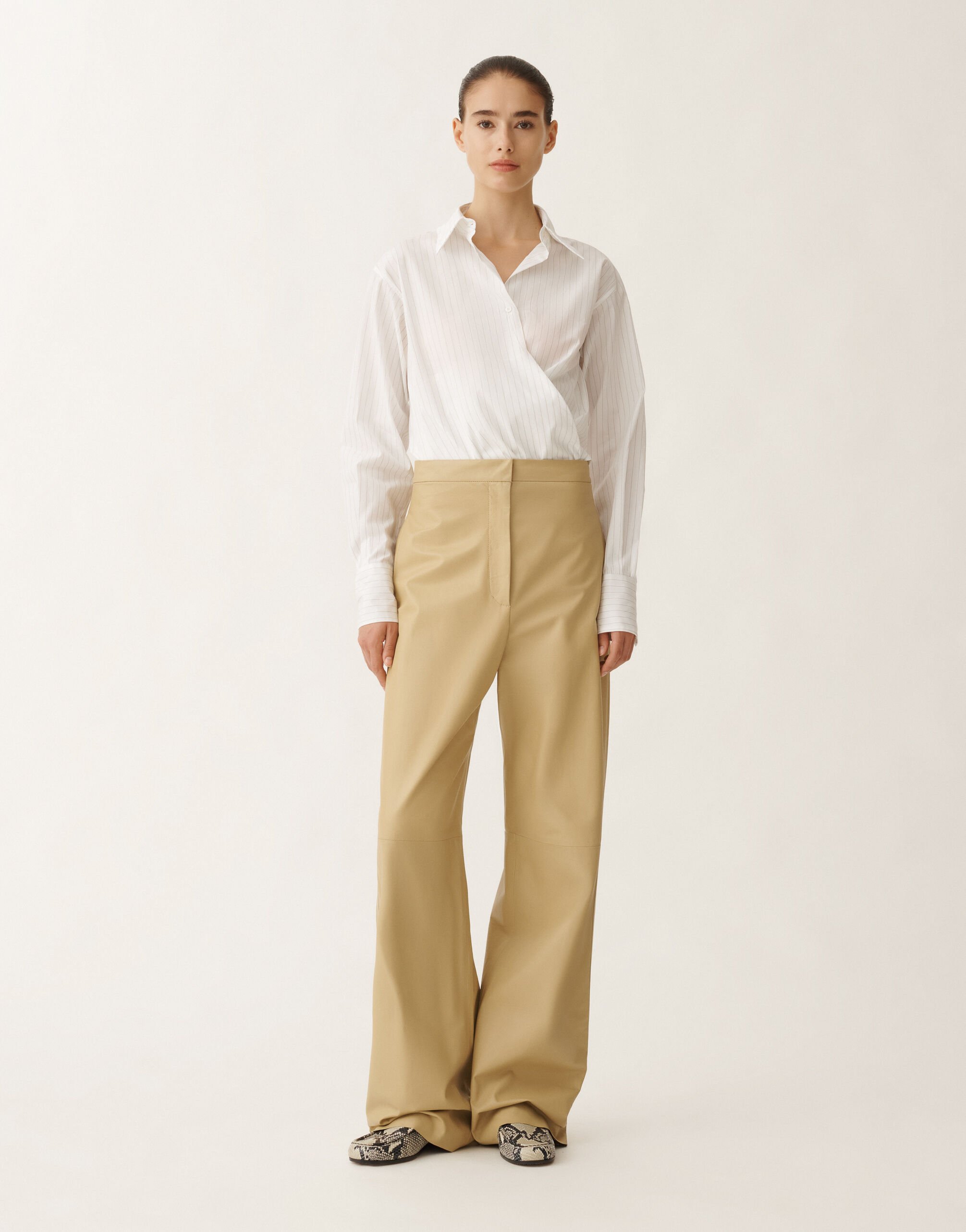 Fabiana Filippi Norcia lightweight nappa leather trousers, gold YELLOW PLD265F331D7510000
