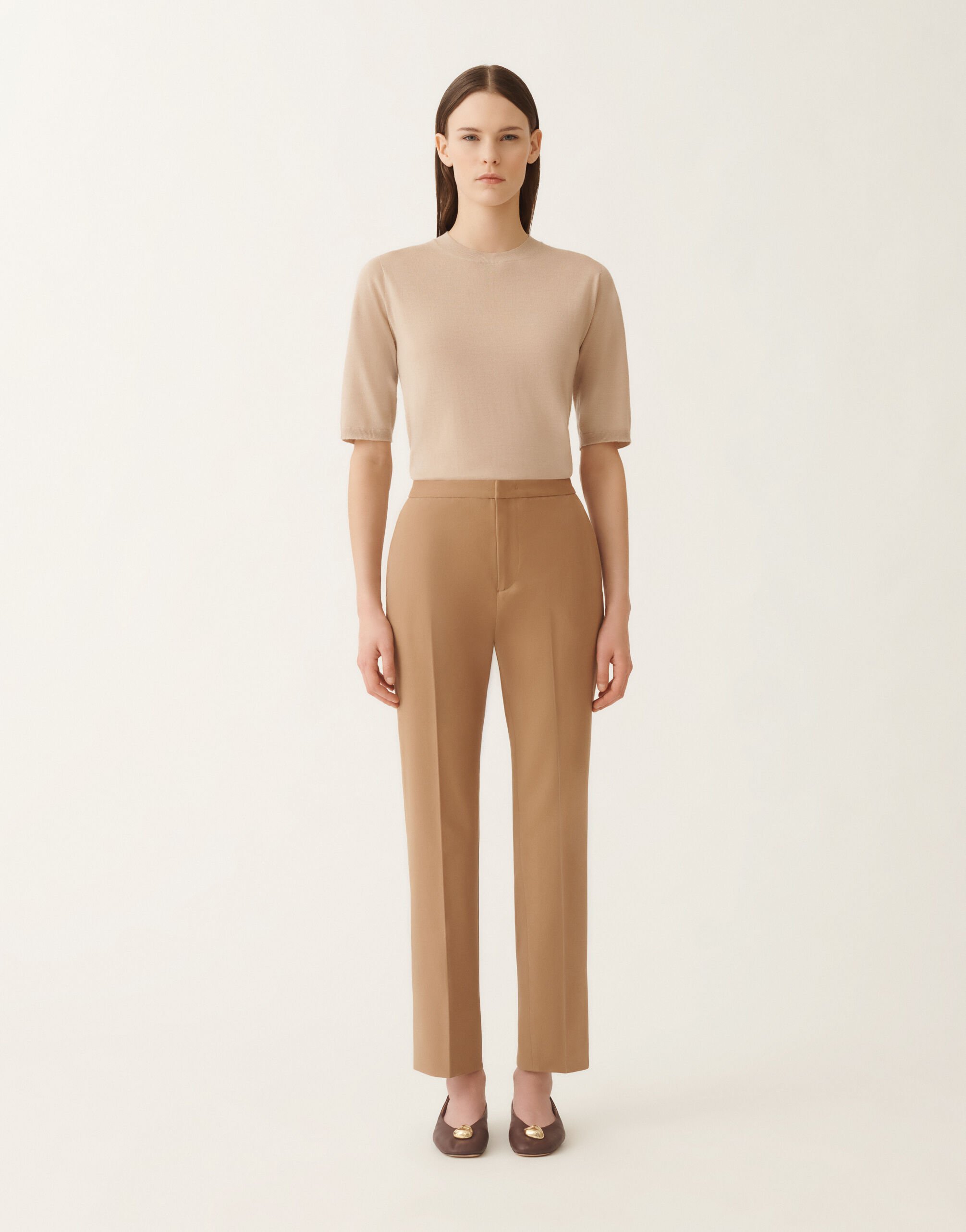 Fabiana Filippi Hose Montefalco aus Baumwollgabardine, weidenfarben Braun PAD215F326L5150000