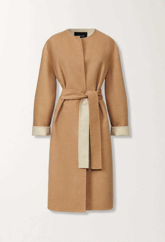 Fabiana Filippi Double wool coat, rope and wicker BROWN CTD215F240L5080000