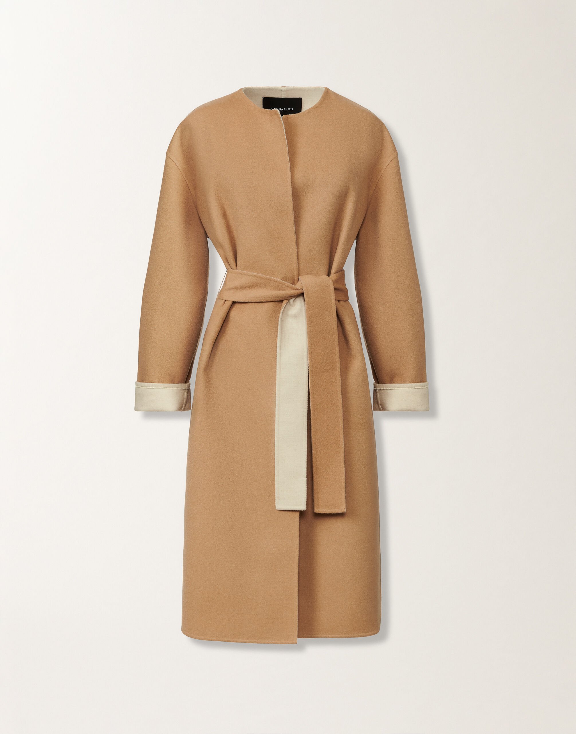 Fabiana Filippi Cappotto in double di lana, vimini e corda MARRONE CTD215F240L5080000