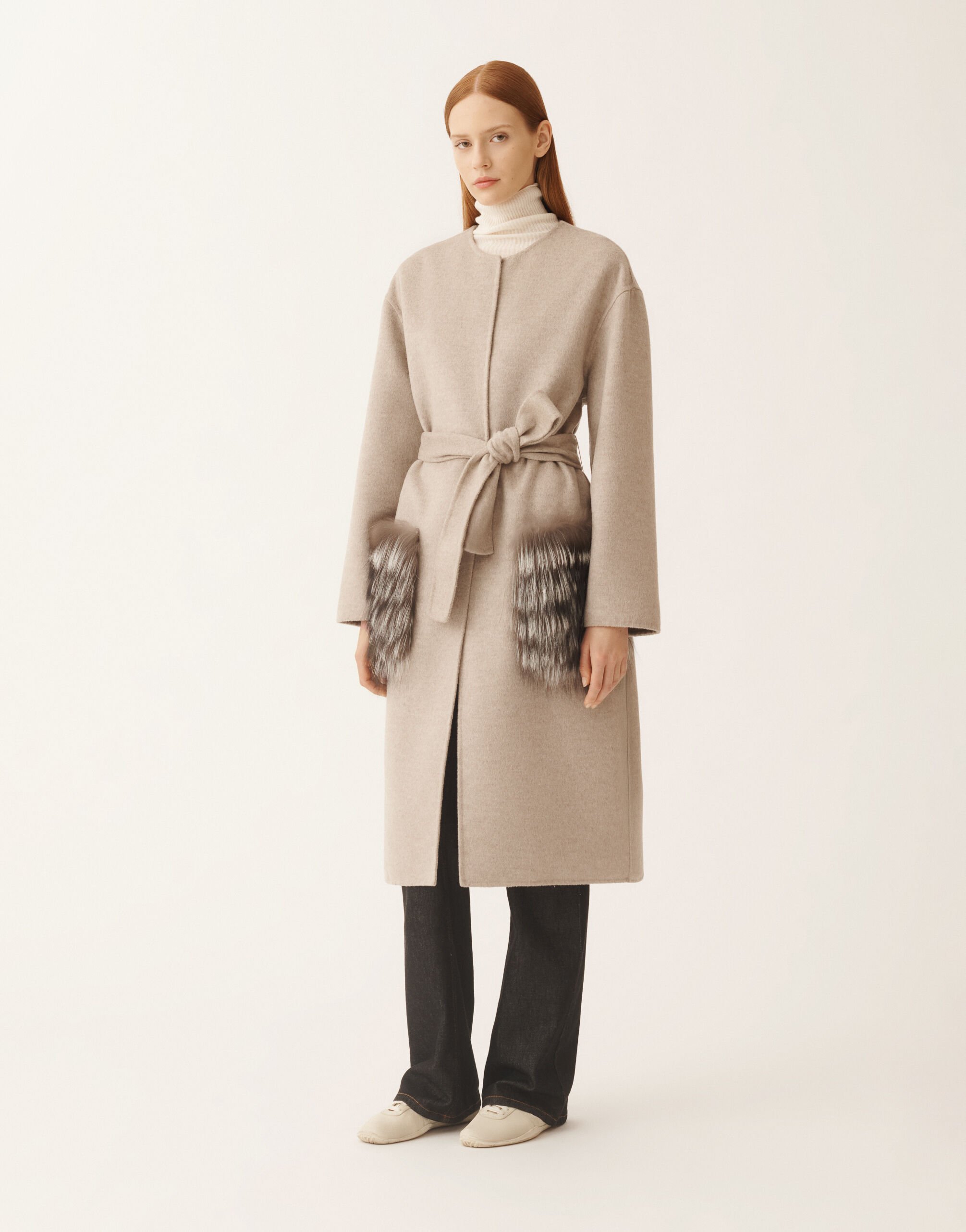Fabiana Filippi Double-faced wool and cashmere coat, coriander Beige CTD225F687L6360000