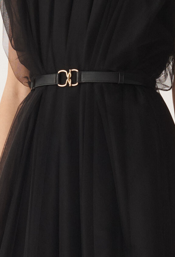 Fabiana Filippi Calfskin crossover belt, black BLACK AAD265A972L2140000