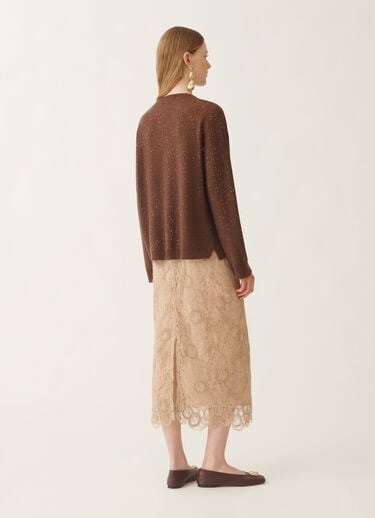 Fabiana Filippi Pullover aus Wolle mit Pailletten, ebenholzbraun Braun MAD215F064L5570000