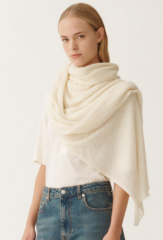 Fabiana Filippi Mohair stole, putty WHITE SAD265A814D8170000