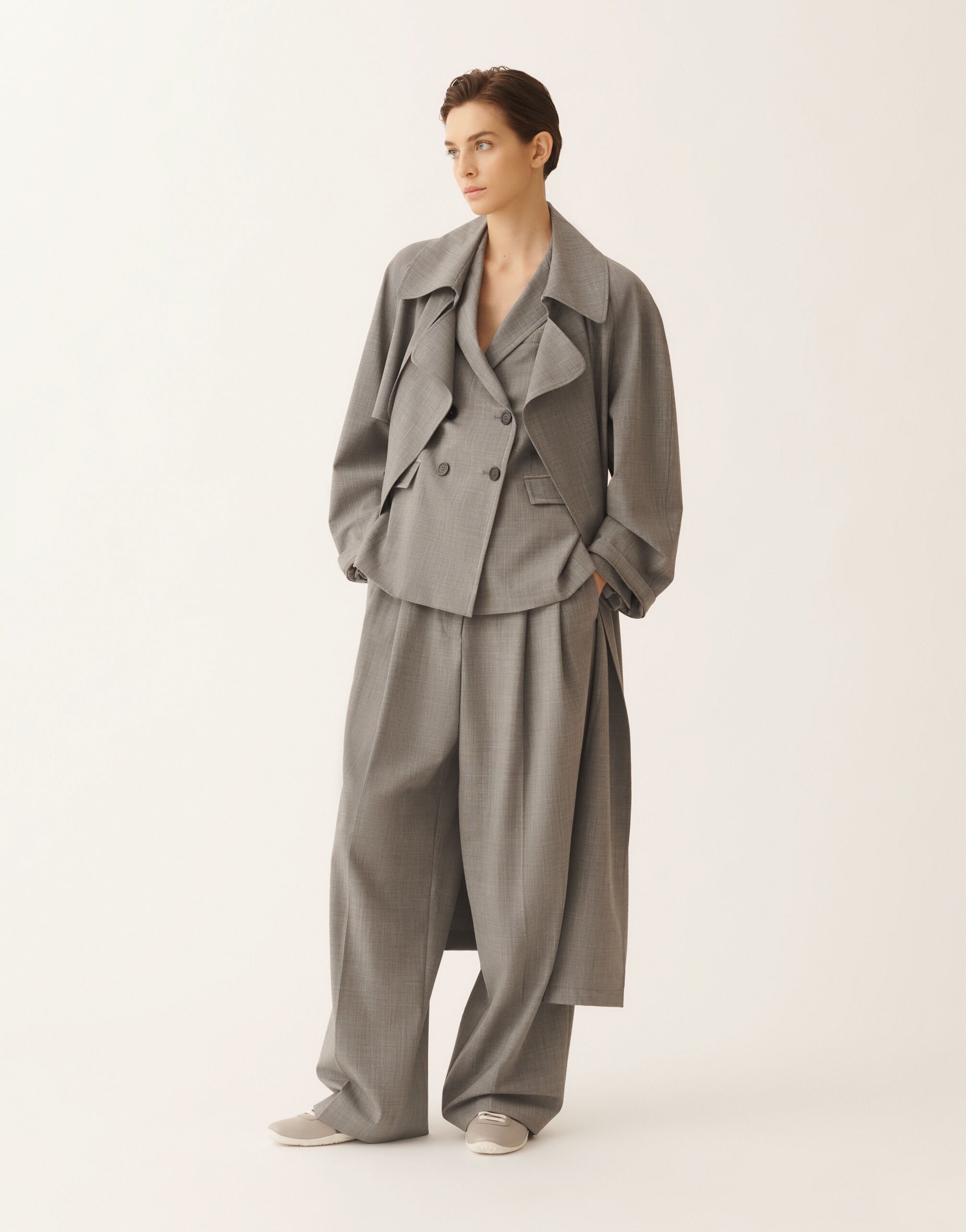 Fabiana Filippi Pants in lightweight stretch wool, rock mélange Gray PAD266F367L7630000