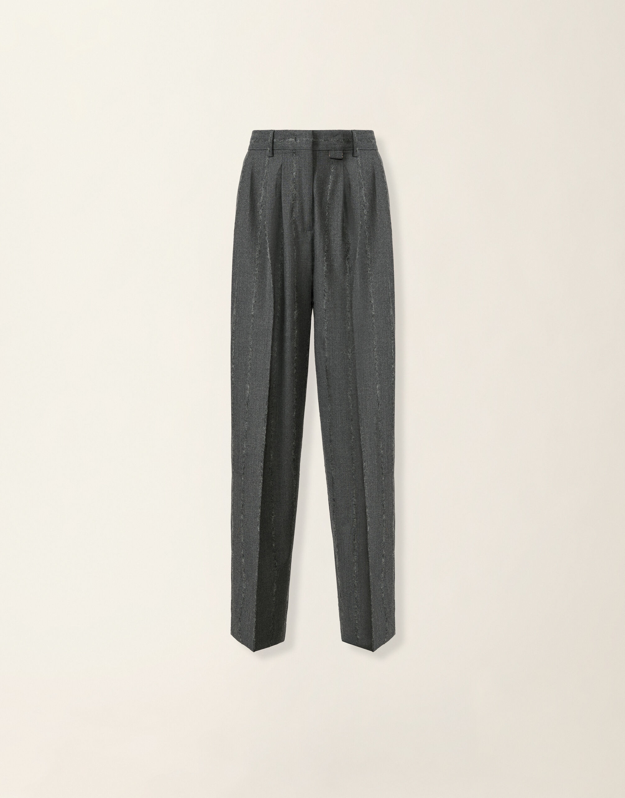 Triple-pleat pinstripe fil coupé flannel trousers, charcoal Fabiana Filippi Triple-pleat pinstripe fil coupé flannel trousers, charcoal Charcoal PAD226F718M4130000
