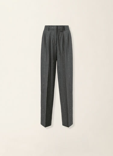 Triple-pleat pinstripe fil coupé flannel trousers, charcoal Fabiana Filippi Triple-pleat pinstripe fil coupé flannel trousers, charcoal Charcoal PAD226F718M4130000