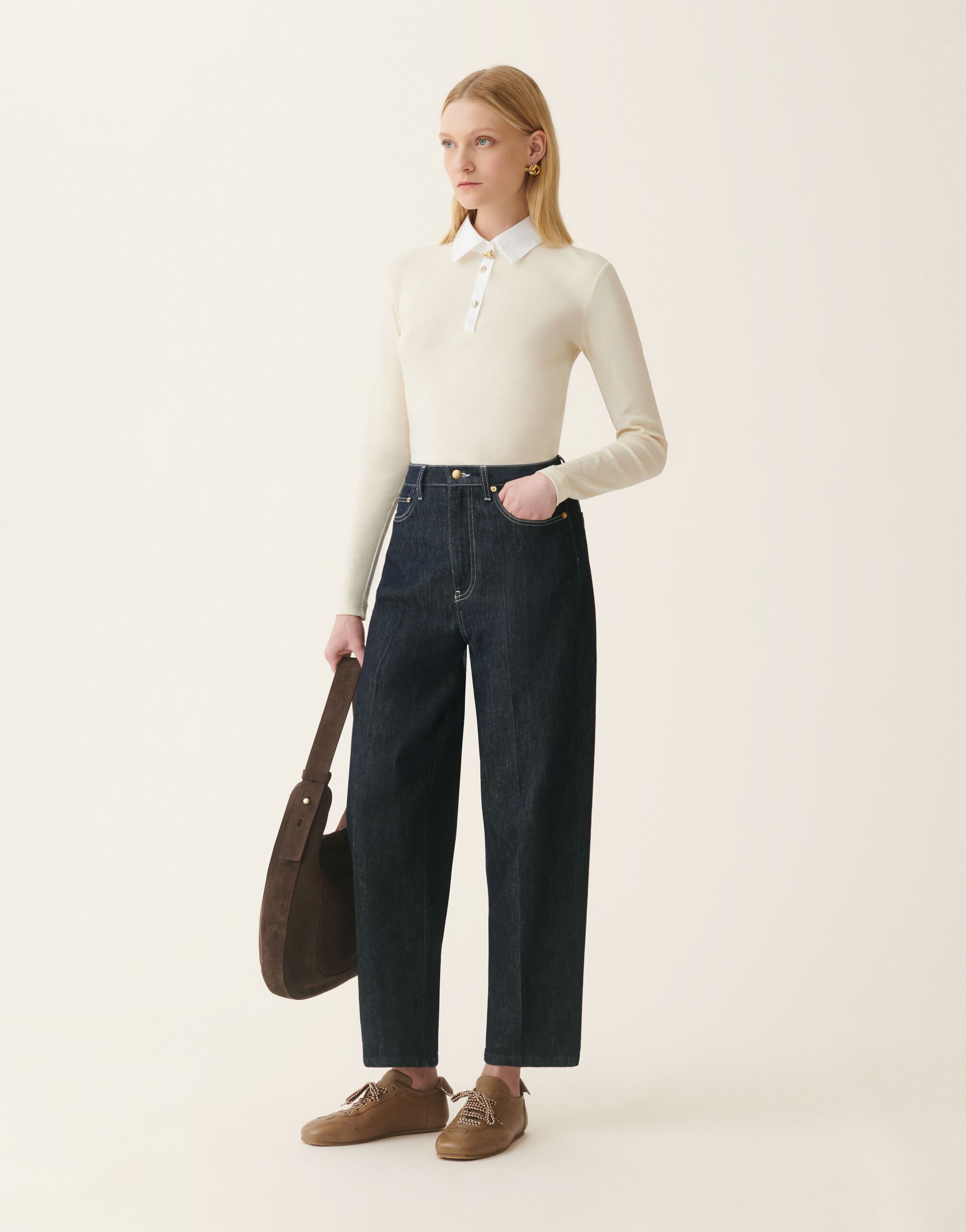 Ribbed cotton jersey long-sleeved T-shirt, butter Fabiana Filippi Ribbed cotton jersey long-sleeved T-shirt, butter Butter JED226F552M4560000