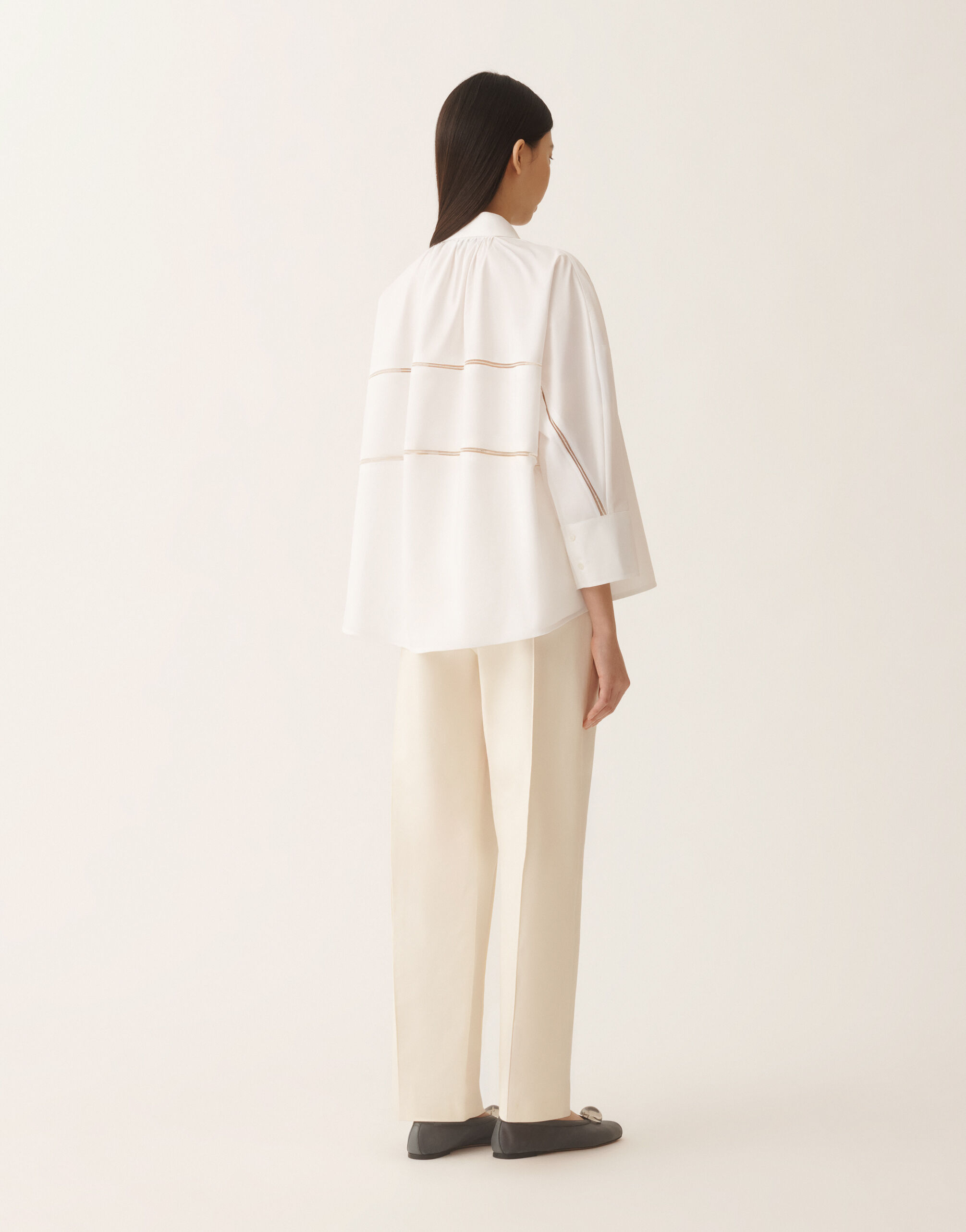 レディースCropped shirt in optic white poplin シャツ | Fabiana