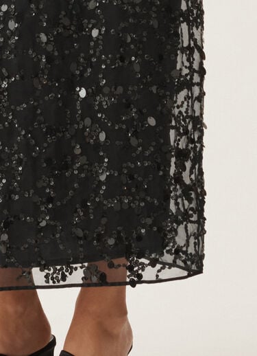 Fabiana Filippi Jupe en organza à paillettes brodées, noir NOIR GND265F401L1840000