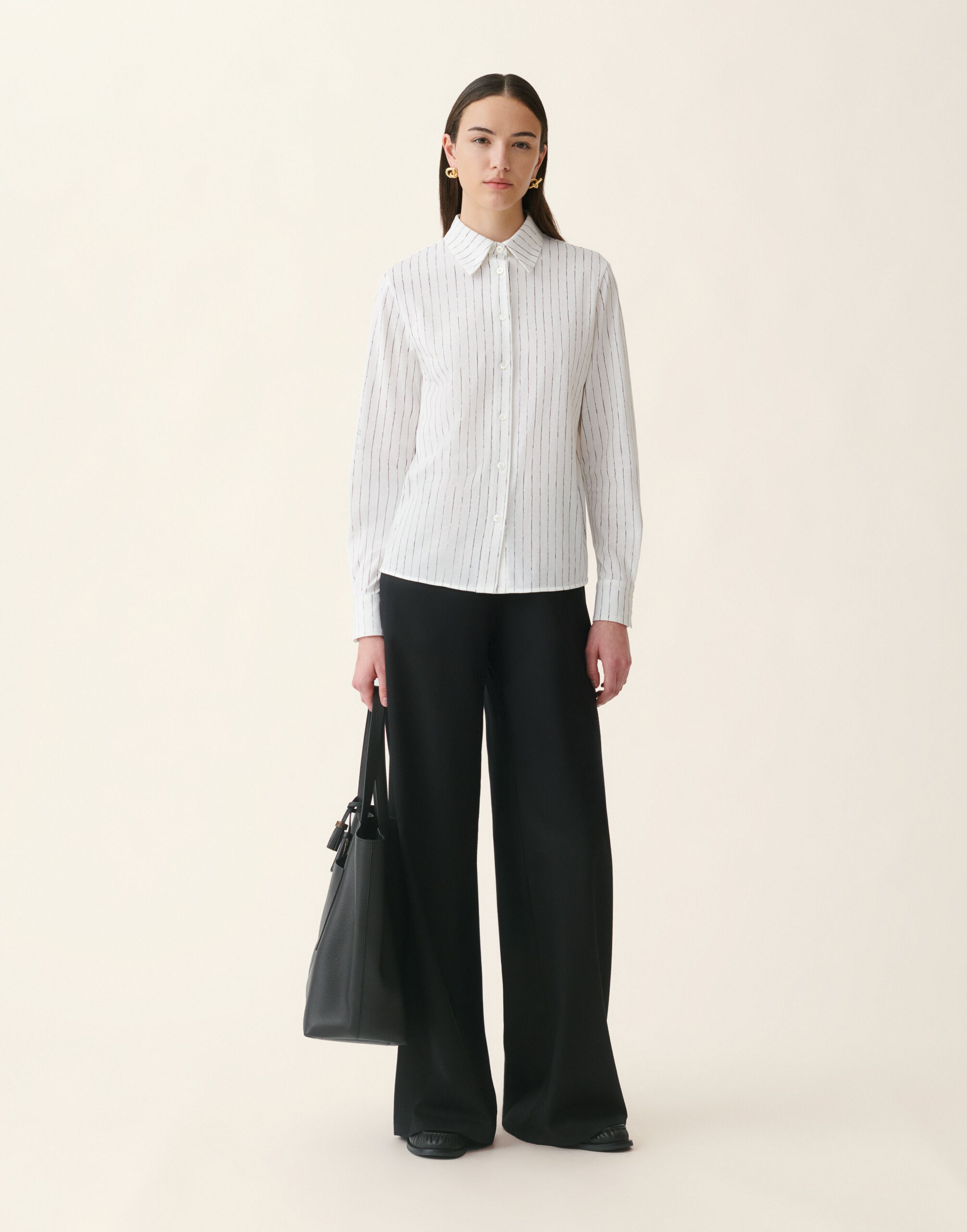 Pinstripes Signature printed jersey shirt, silk white Fabiana Filippi Pinstripes Signature printed jersey shirt, silk white Silk white CAD226F233M4620000