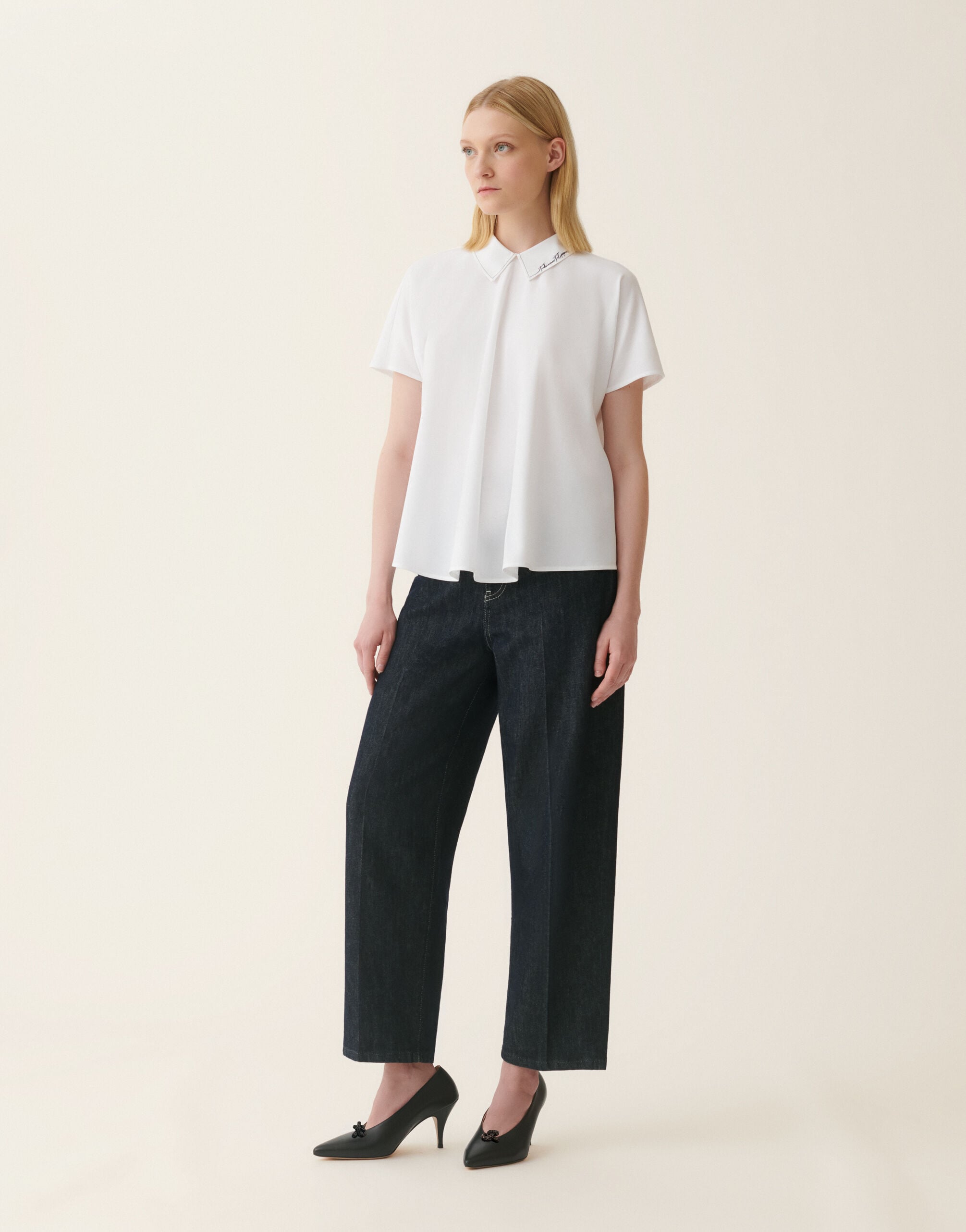 Cotton jersey top, optical white Fabiana Filippi Cotton jersey top, optical white Optical white JED216F116M3340000