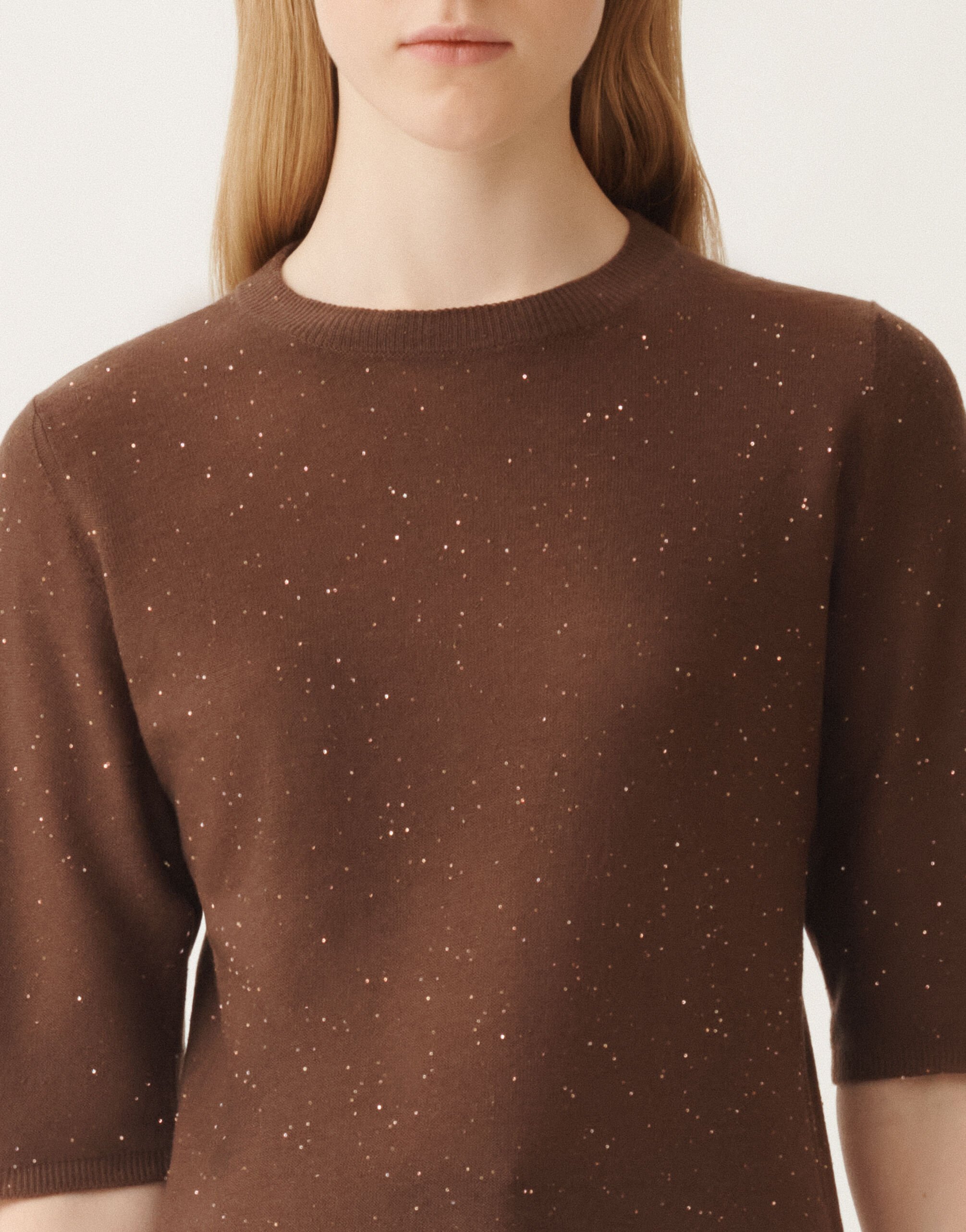Fabiana Filippi Wool sweater with sequins, ebony BROWN MAD215F088L5570000