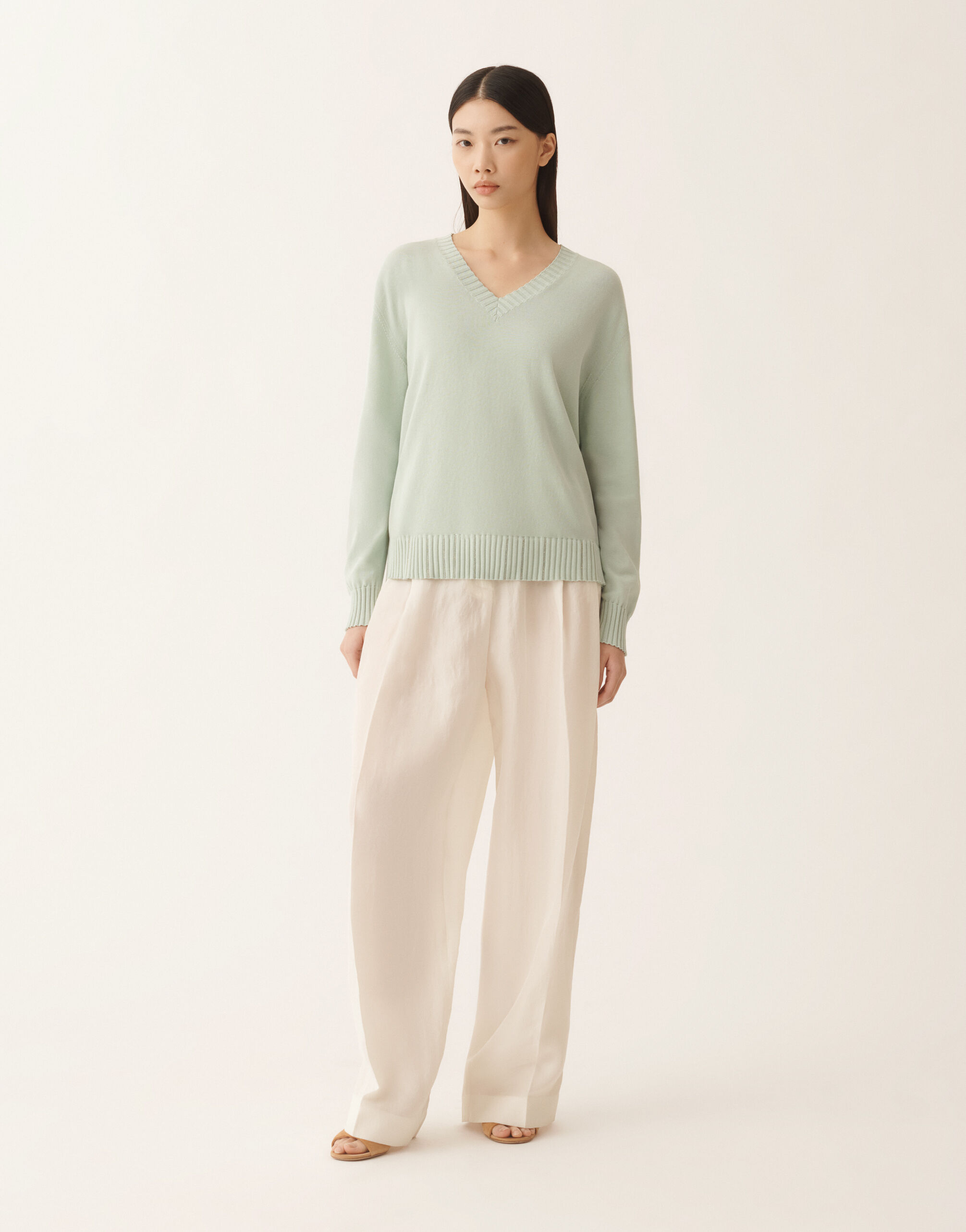 Sweater in organic cotton, Ghirri green for Women | Fabiana Filippi®
