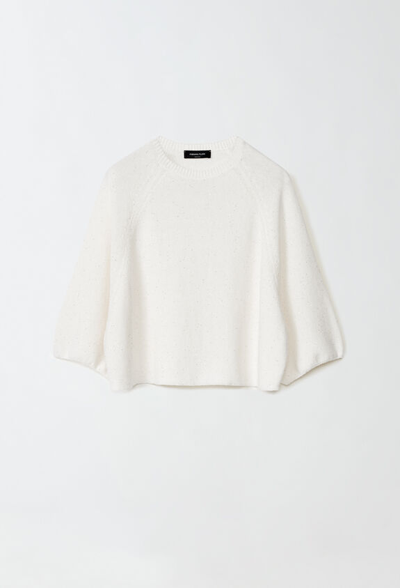 Fabiana Filippi SEQUIN CAPE SWEATER WHITE MAD274F349D2730000