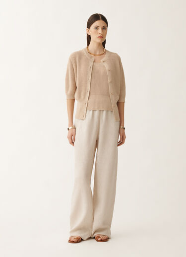 Fabiana Filippi Cotton and linen cardigan with sequins, sand SAND MAD275F520L3510000