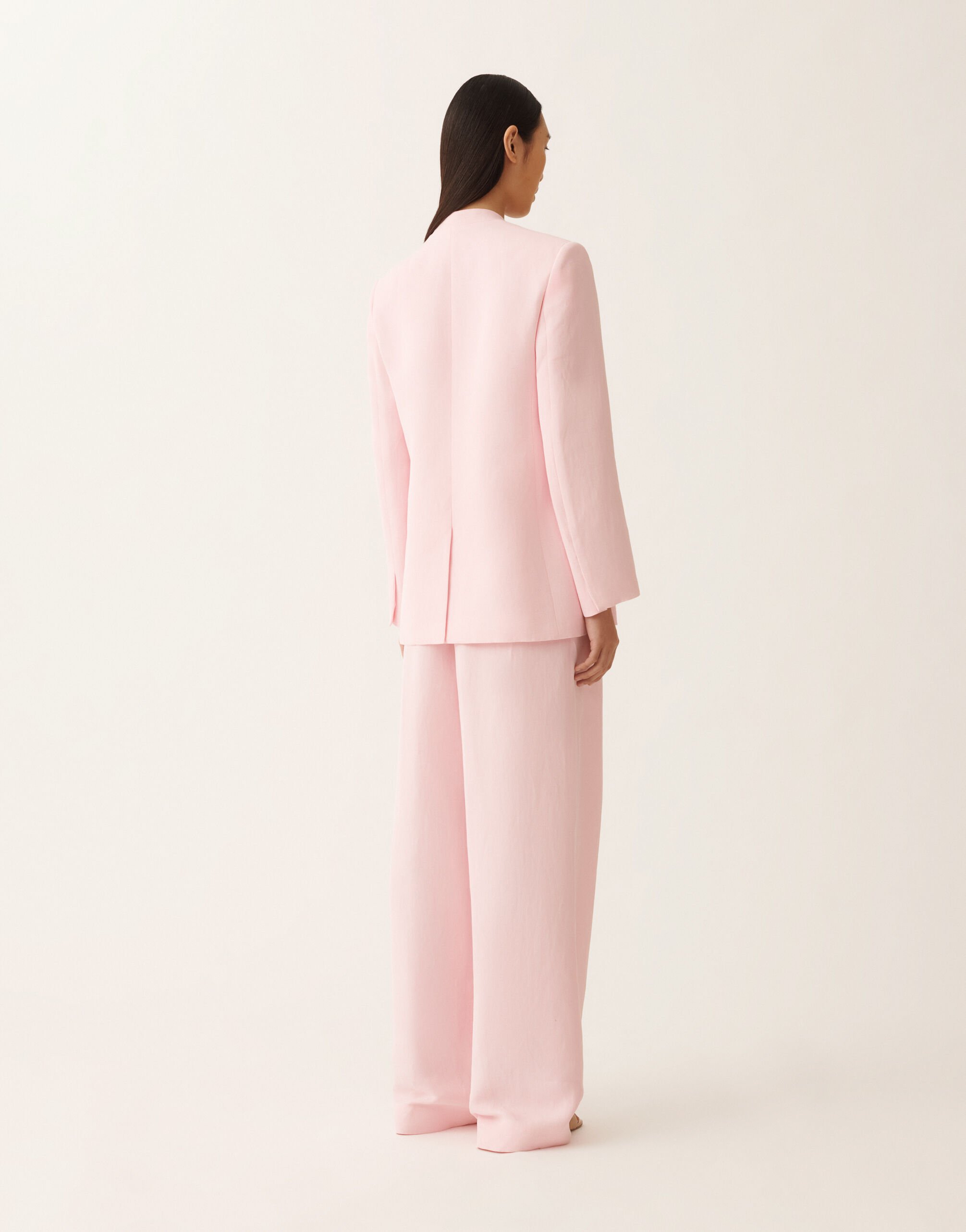 Fabiana Filippi Long jacket in fluid linen and viscose, petal pink PETAL PINK GCD276F661D5440000