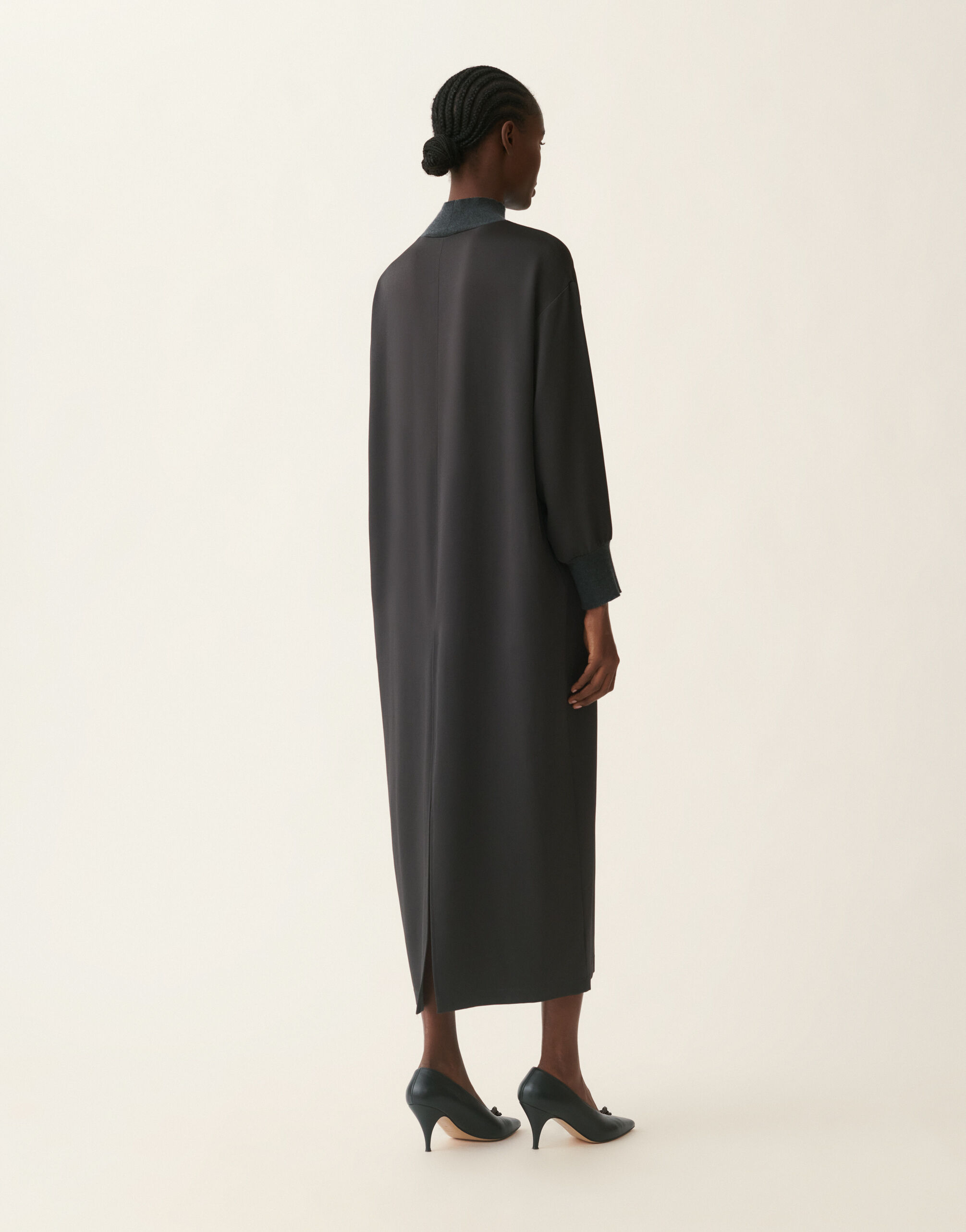 Fabiana Filippi Shiny enver satin dress, charcoal Charcoal ABD226F588M4320000