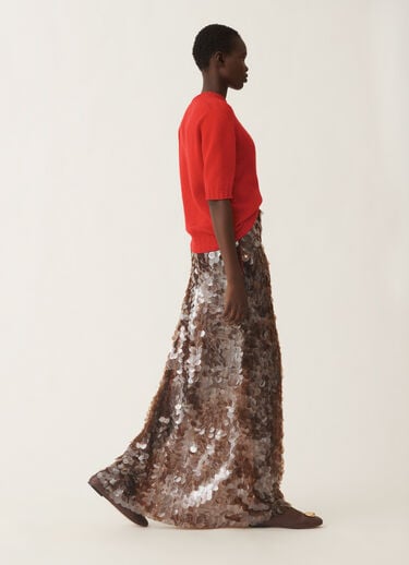 Fabiana Filippi Skirt in printed sequin tulle, bark Brown GND225F825L6380000