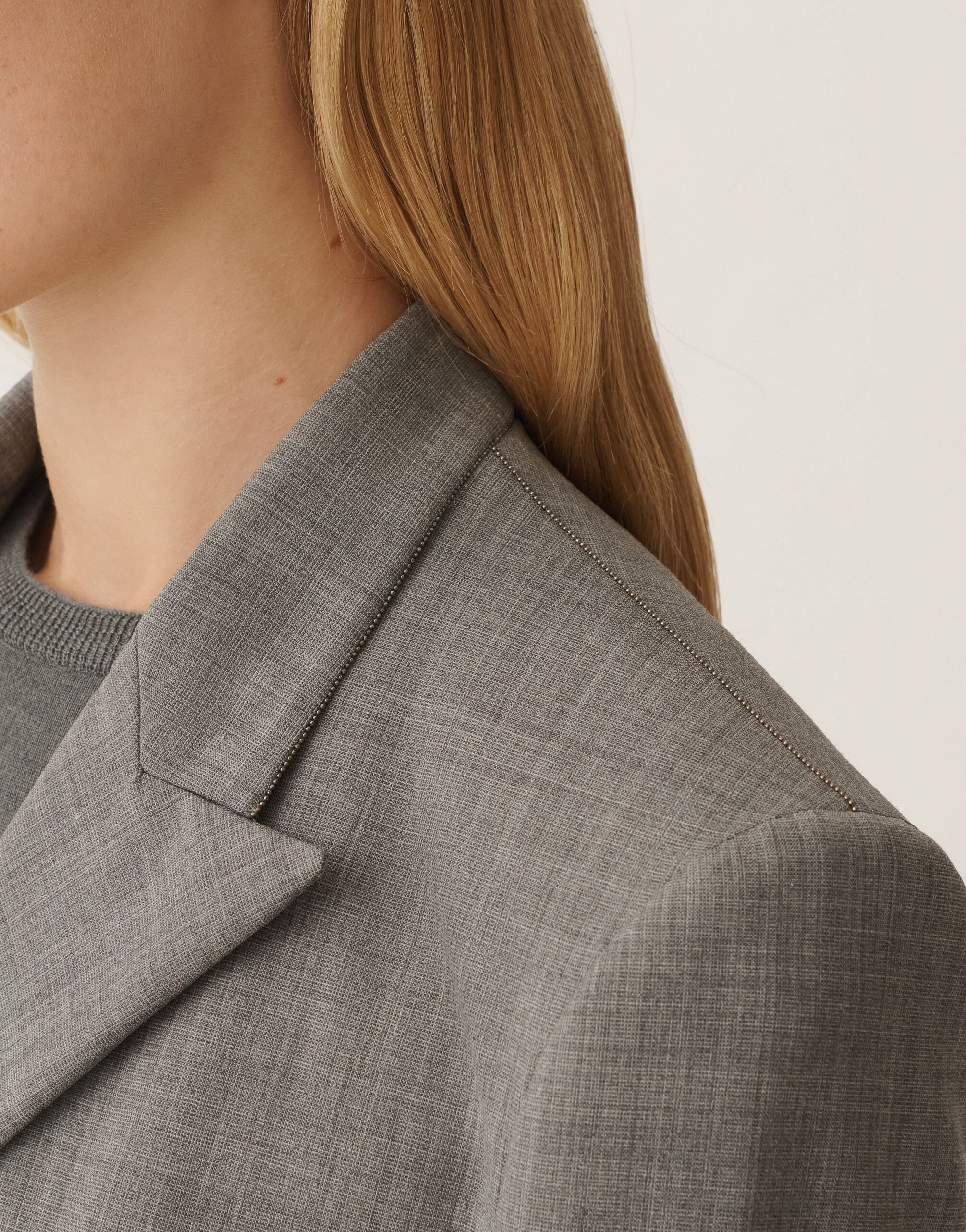 Fabiana Filippi Cool wool double-breasted jacket, melange rock GREY GCD265F227L2960000