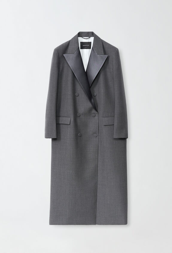 Fabiana Filippi WOOL SILK DOUBLE TUXEDO TOPCOAT GREY CTD214F220I9230000