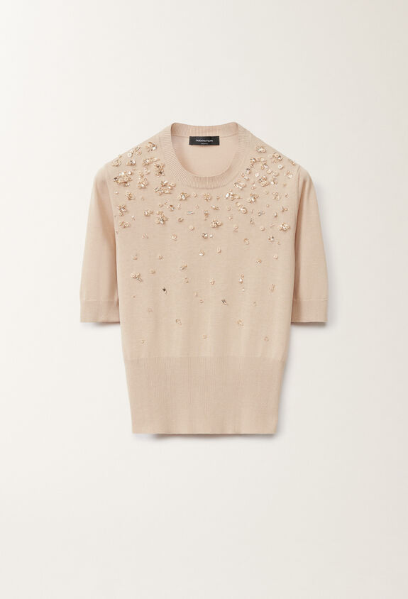 Fabiana Filippi Cotton sweater, sand SAND MAD275F542L3350000