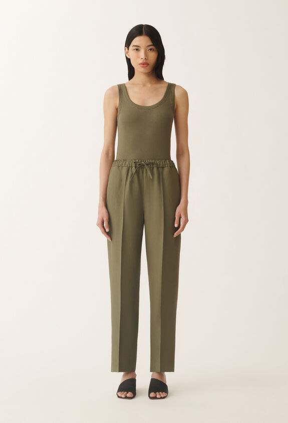 Fabiana Filippi Pantalon Gubbio en lin et viscose, gazon VERT PAD275F322L3100000