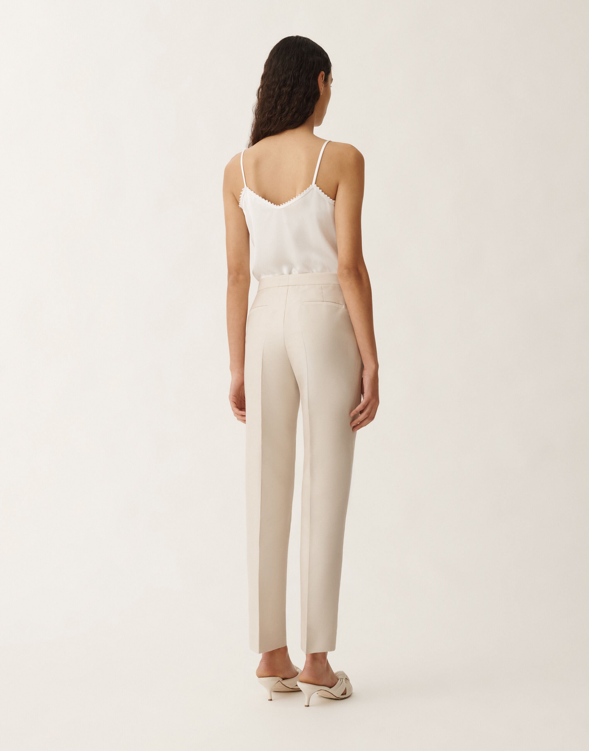 Fabiana Filippi Hose Montefalco aus Mikadostoff in Baumwolle und Seide, greige BRAUN PAD265F326D7870000