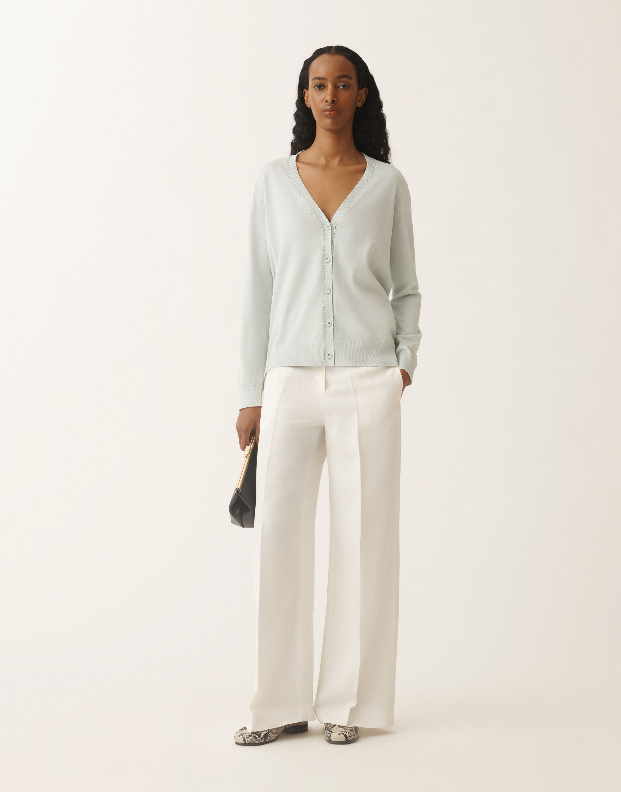 Organic cotton cardigan, aqua green for Women | Fabiana Filippi®