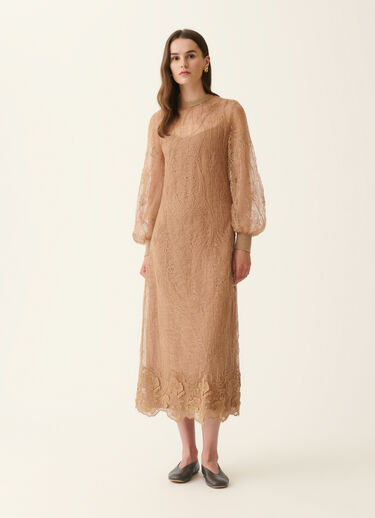 Embroidered lace dress, rattan Fabiana Filippi Embroidered lace dress, rattan Rattan ABD226F599M4340000