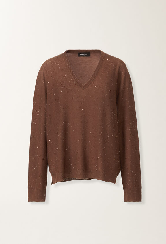 Fabiana Filippi Wool sweater with sequins, ebony BROWN MAD215F064L5570000