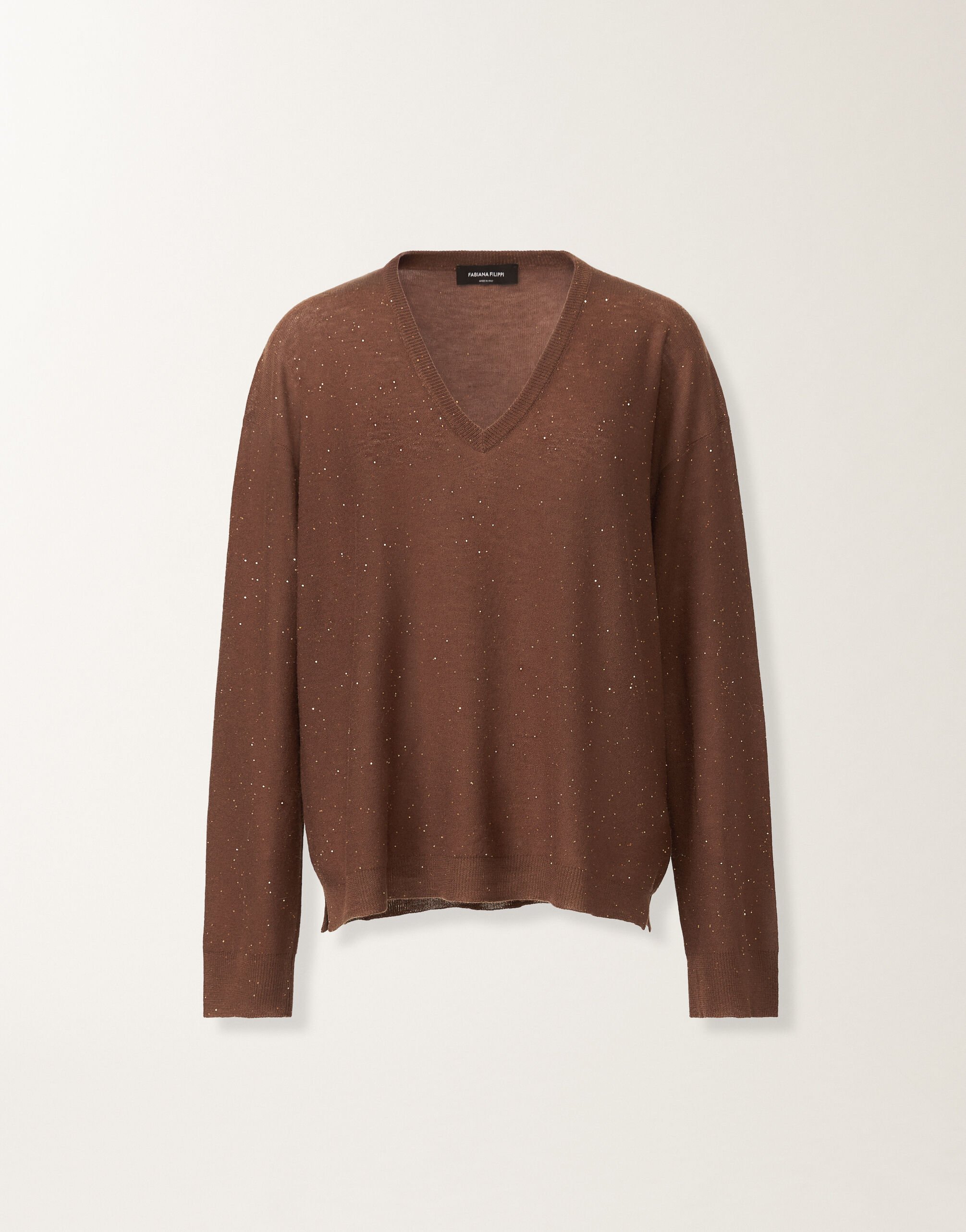 Fabiana Filippi Pullover aus Wolle mit Pailletten, ebenholzbraun Braun MAD215F064L5570000