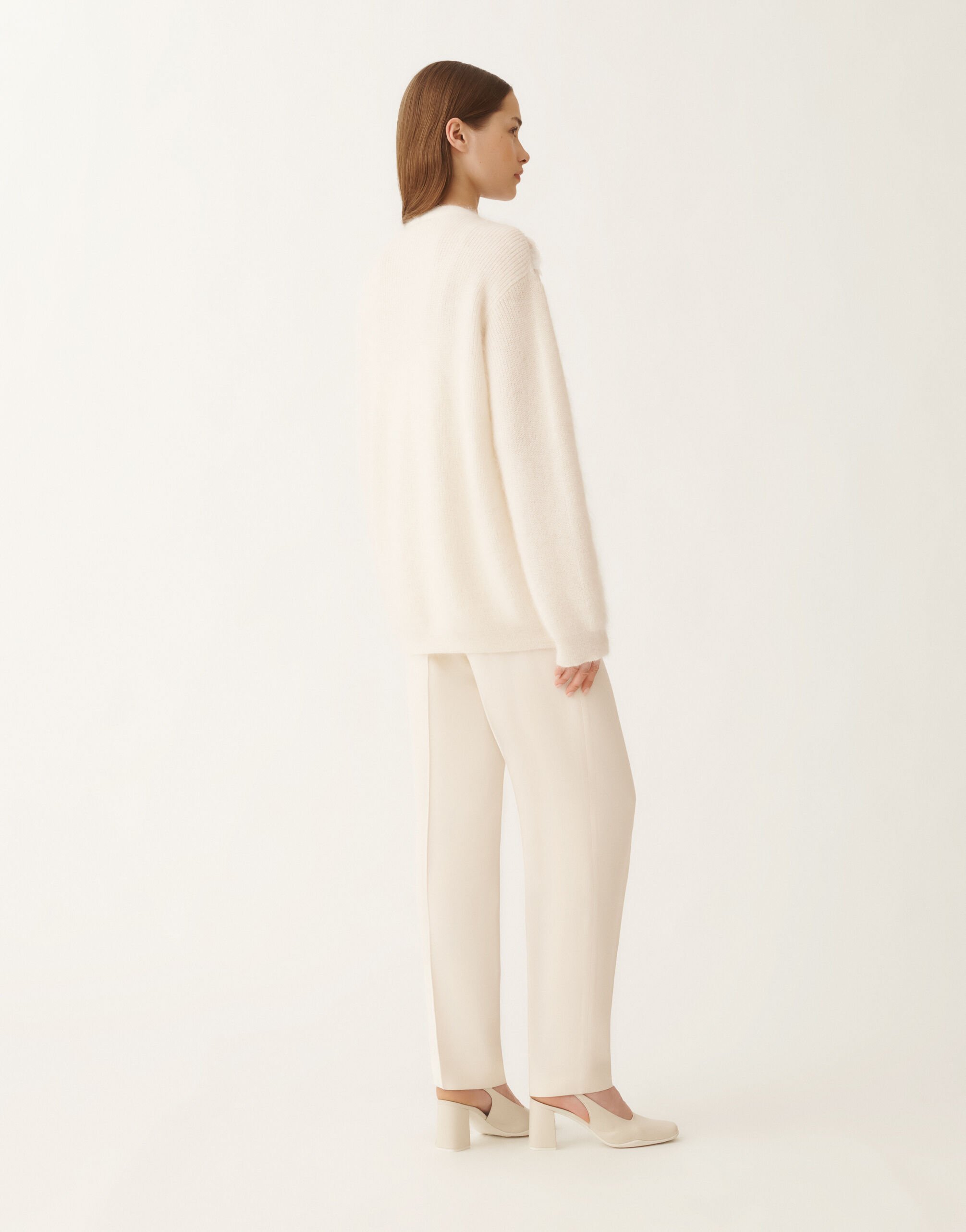 Fabiana Filippi Cardigan in brushed merino and mohair, raffia White MAD225F494L6230000