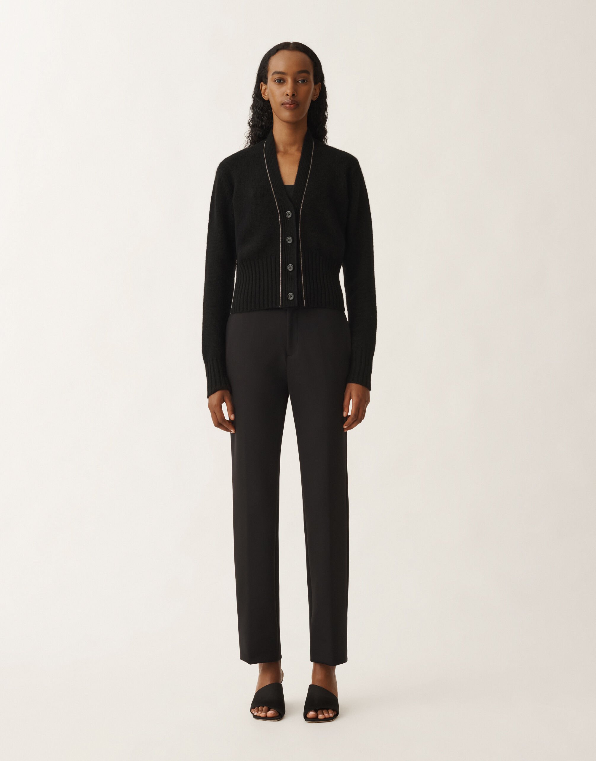 Fabiana Filippi Cardigan en gaze de cachemire, noir NOIR MAD265F038L1610000