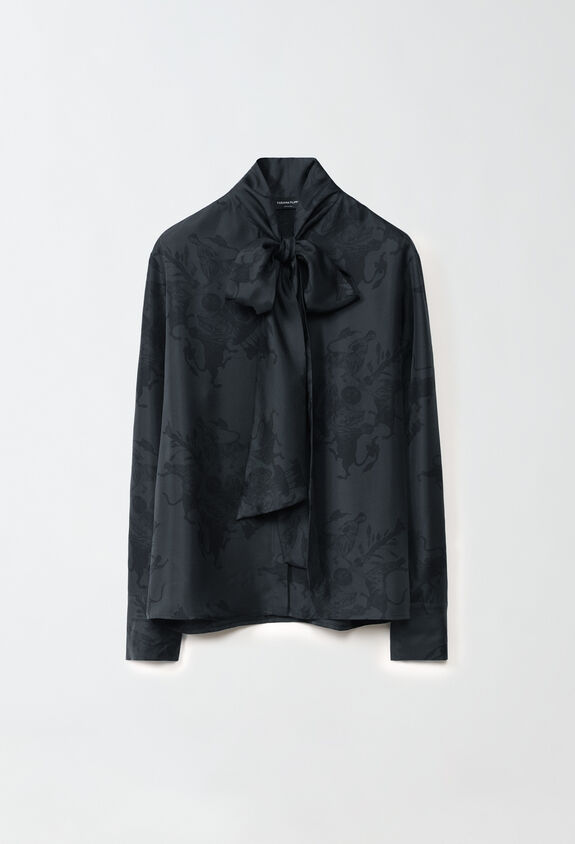 Fabiana Filippi Printed silk twill shirt, charcoal GREY CAD224F224D7670000