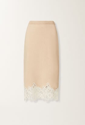 Fabiana Filippi Gonna in Platinum con pizzo macramè, corda BEIGE GND215F395L5190000