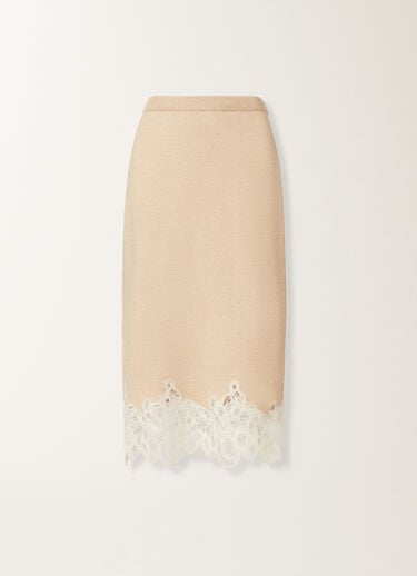 Fabiana Filippi Platinum skirt with macramé lace, rope BEIGE GND215F395L5190000