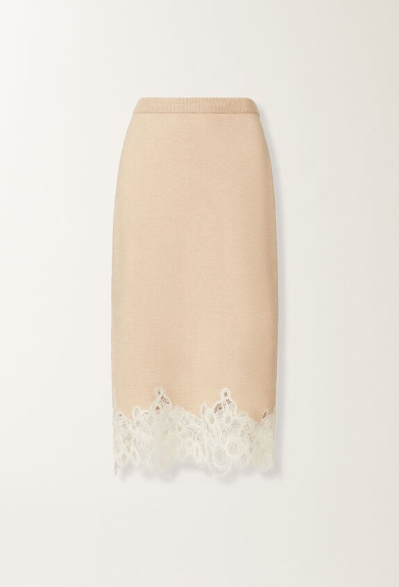 Fabiana Filippi Platinum skirt with macramé lace, rope BEIGE GND215F395L5190000